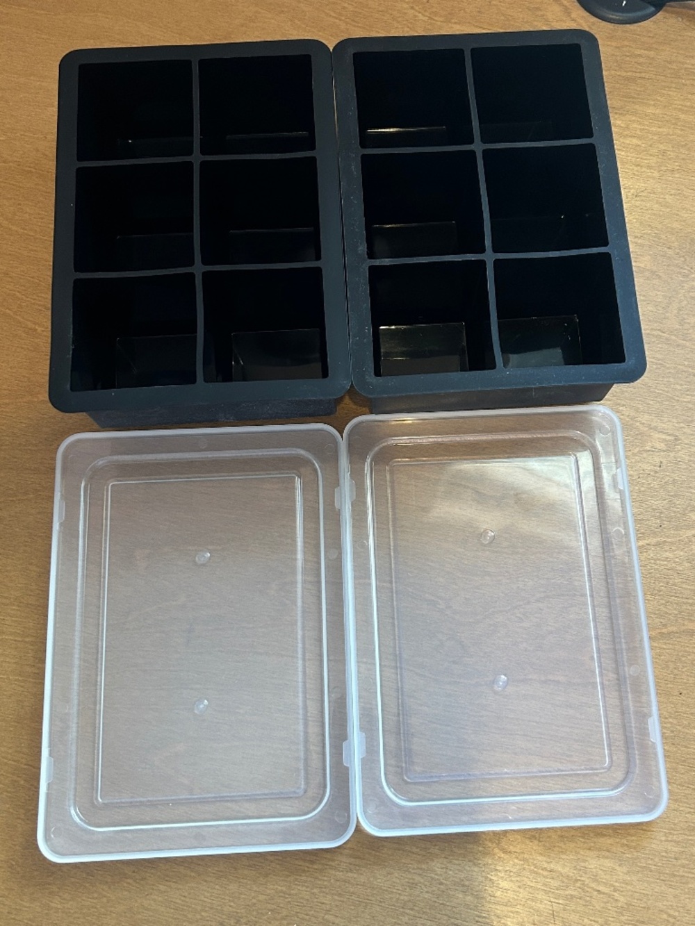 Set of 2 Silicone Food Grade Large Ice Cube Trays with Lids